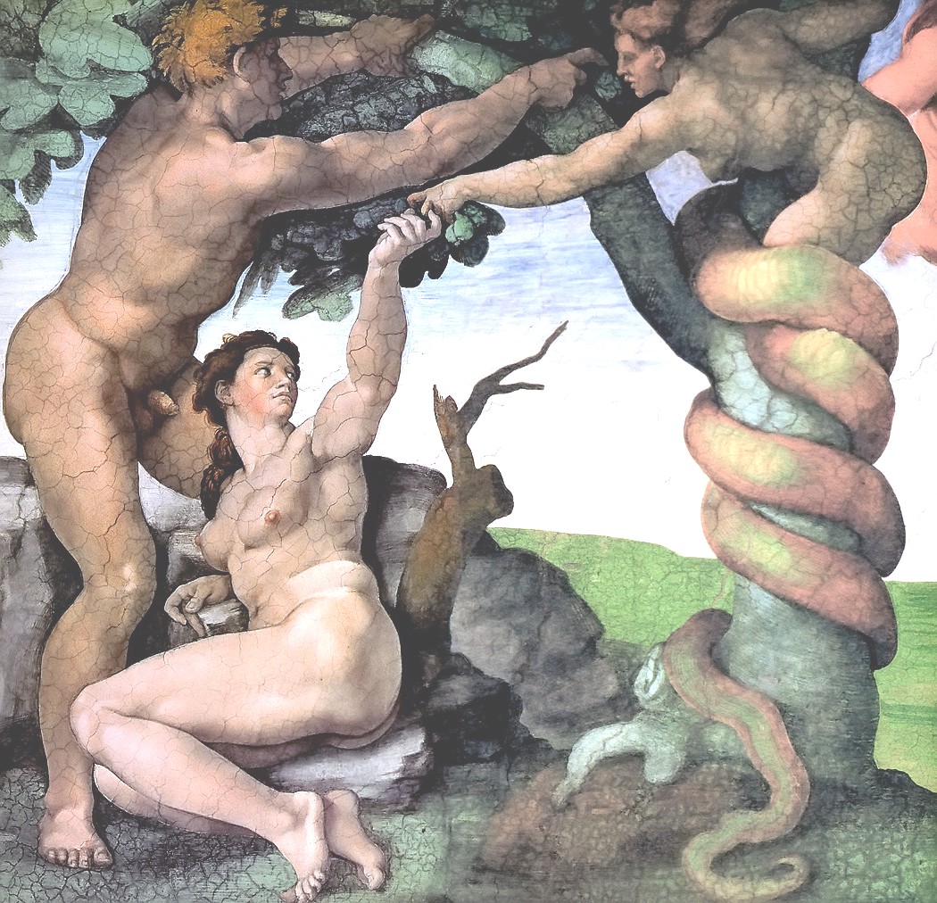 Adam and Eve in the Garden by Michelangelo
